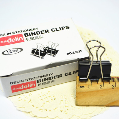 【大量批發(fā)得琳 25mm 黑色長尾夾】價格,廠家,圖片,夾子,上海奧果商貿(mào)-